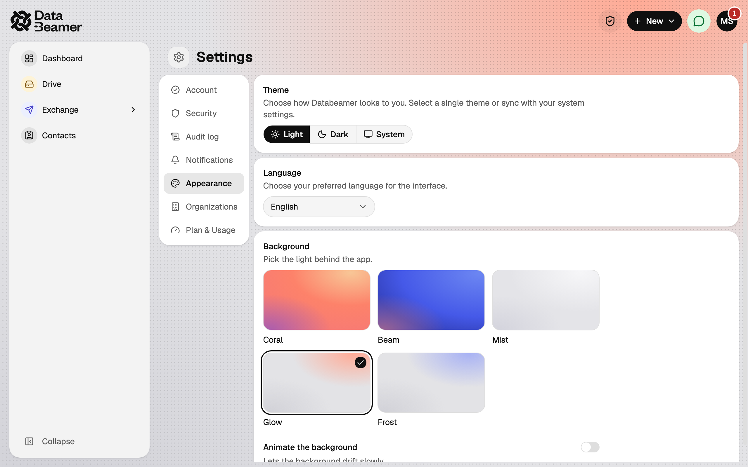 Settings › Appearance
