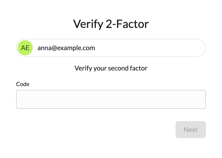 The Verify 2-Factor page asking for the code on every later sign-in