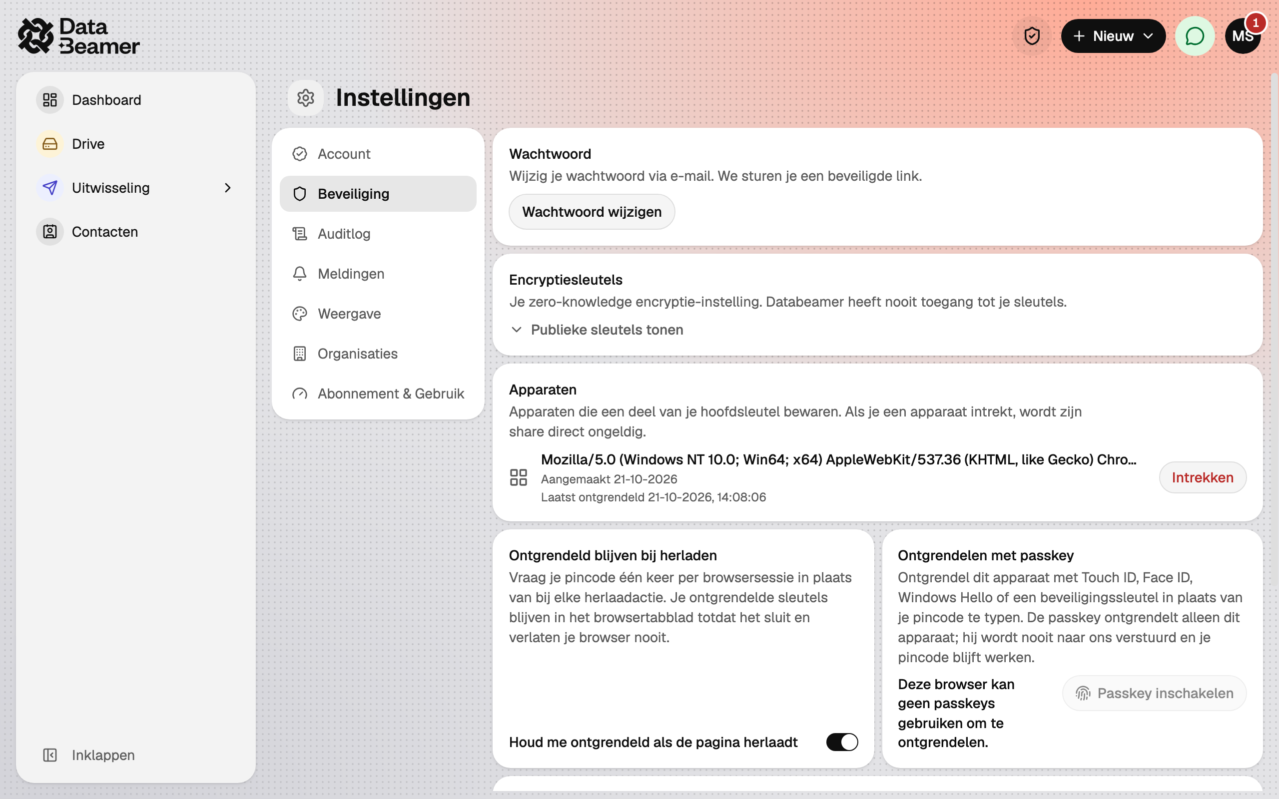 Instellingen › Beveiliging met de lijst apparaten
